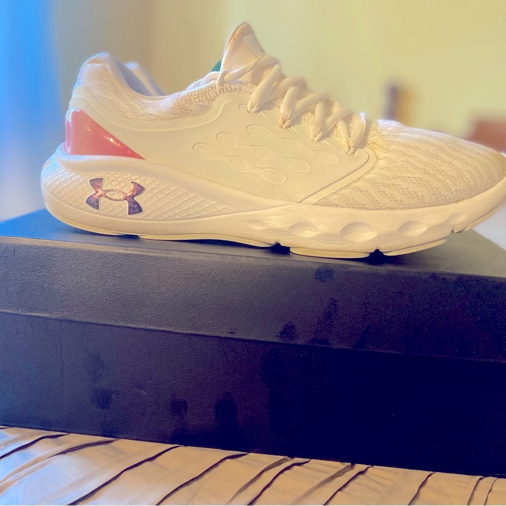 Under Armour Women's White Sneakers with Pink Accent